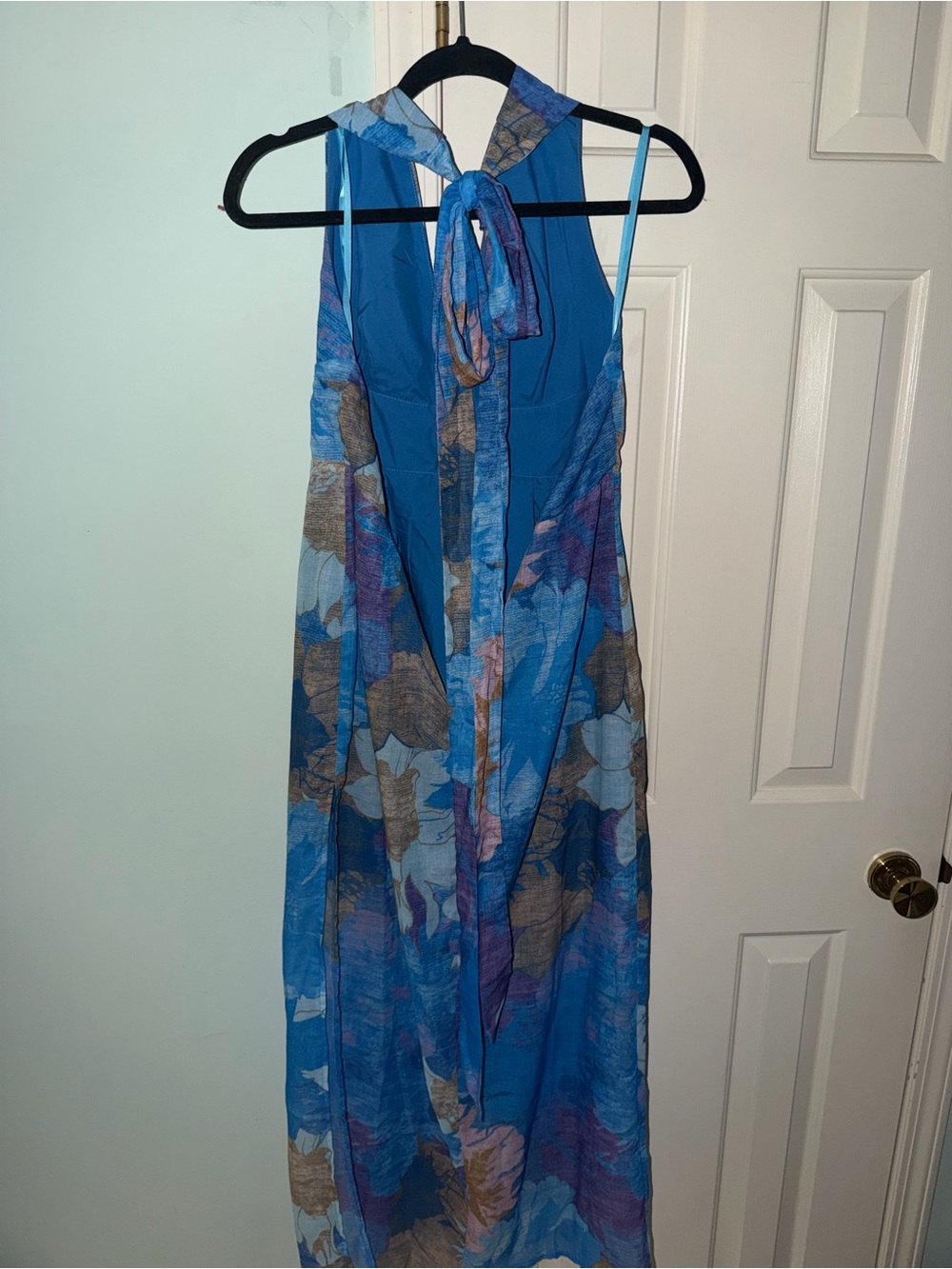 Hello Molly Blue Floral Plunge Halter Maxi Dress - Picture 3 of 4
